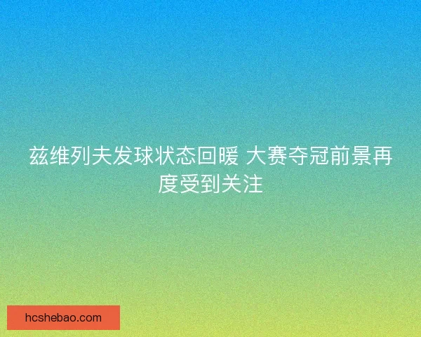 兹维列夫发球状态回暖 大赛夺冠前景再度受到关注